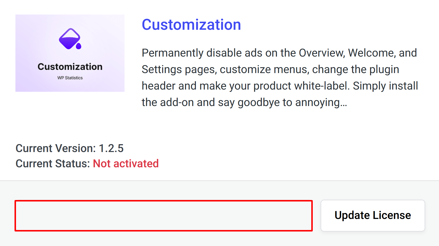 Activate Customization WP Statistics Add-On