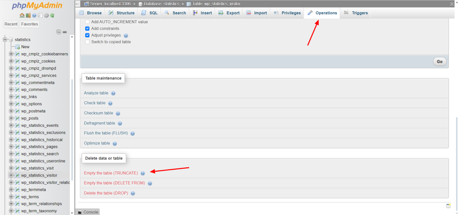 How To Empty WP Statistics Tables - WP Statistics - WordPress ...