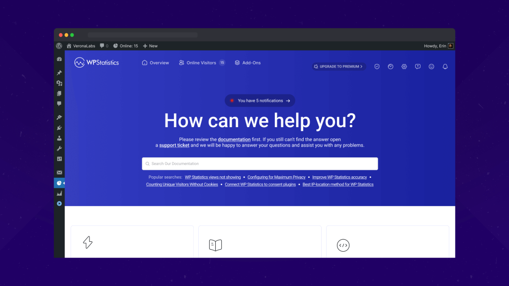 Built-in Help Page of WP Statistics