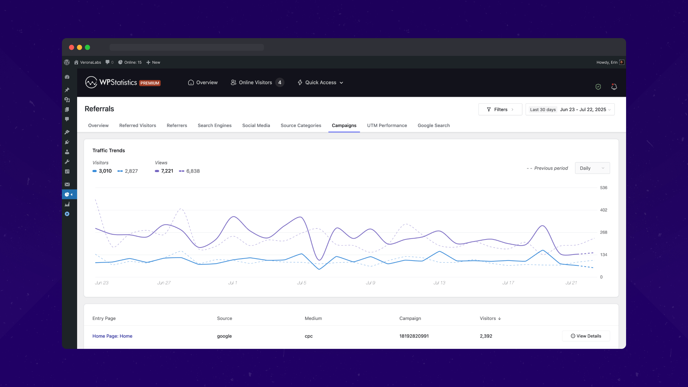Custom events on WP Statistics