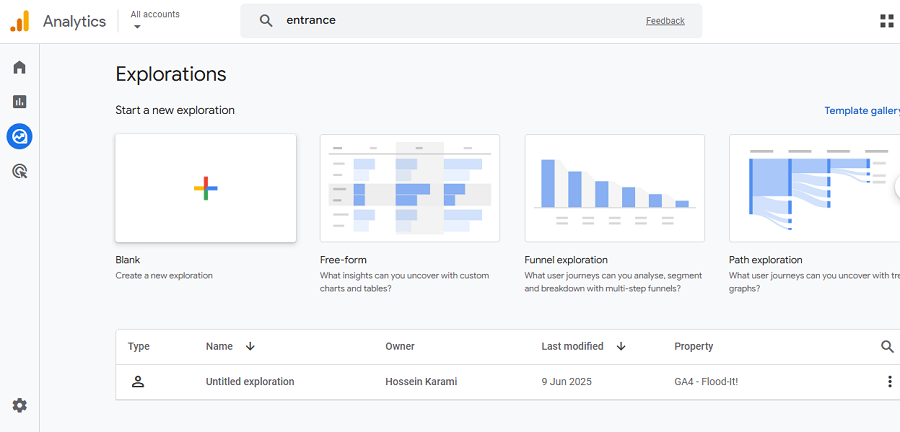 Explore the page on GA4.