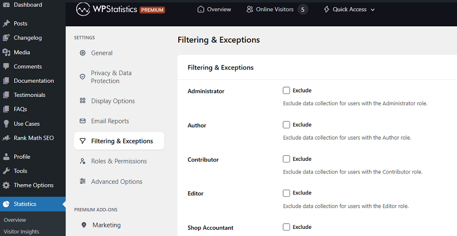 Filtering internal traffic